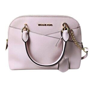 Michael Kors Jet Set Travel Medium Saffiano Pink Leather Dome Crossbody Bag COA